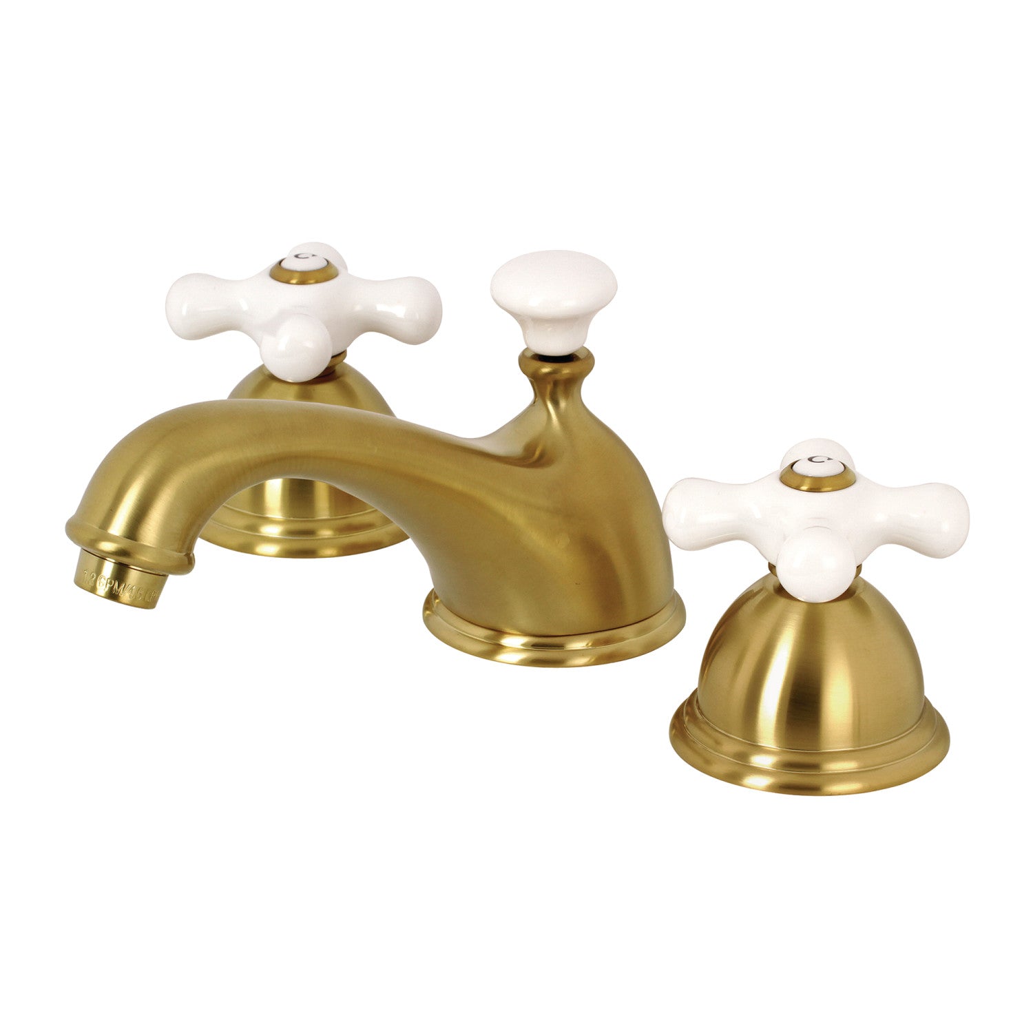 Kingston Heirloom KS3967PX - Restoration Two-Handle 3-Hole Deck Mount Widespread Bathroom Faucet with Brass Pop-Up, Brushed Brass — image 1